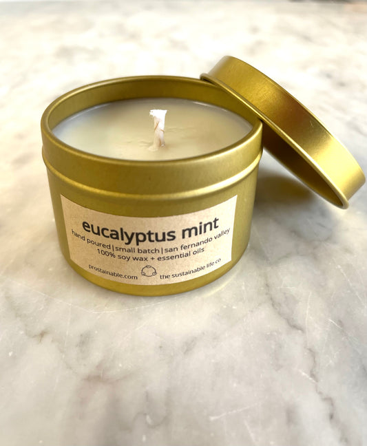 Eucalyptus Mint Candle 4oz Gold Tin
