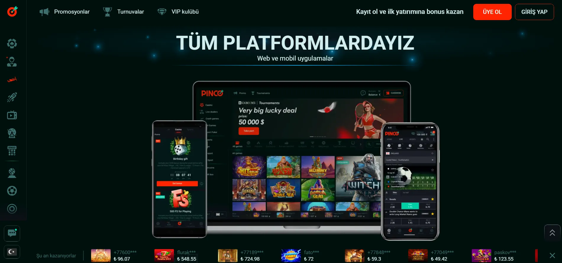 Pinco Casino mobil uygulama her zaman her yerde casino keyfi Türkiye
